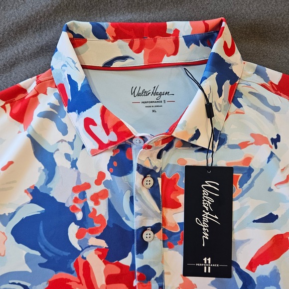 Walter Hagen Other - Walter Hagen Mens XL Performance 11 Golf Polo‎ Shirt Florals Red white Stretch